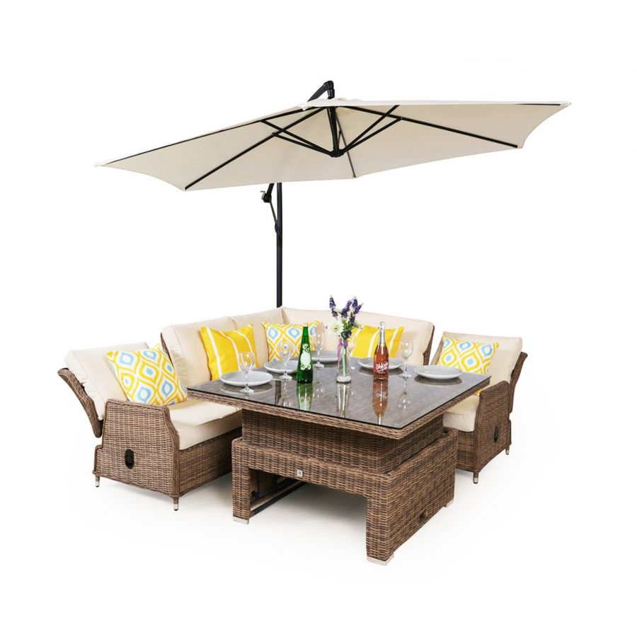 Dorset Modular Rattan Corner Sofa Dining Set - Brown