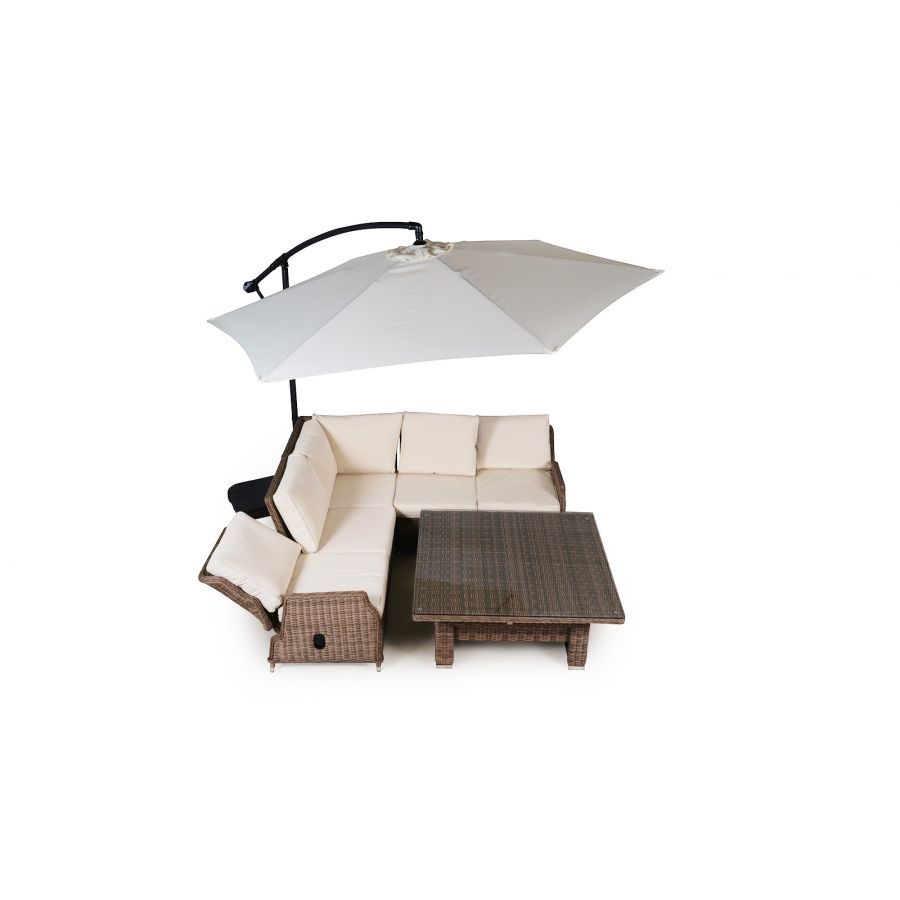 Dorset Modular Rattan Corner Sofa Dining Set - Brown