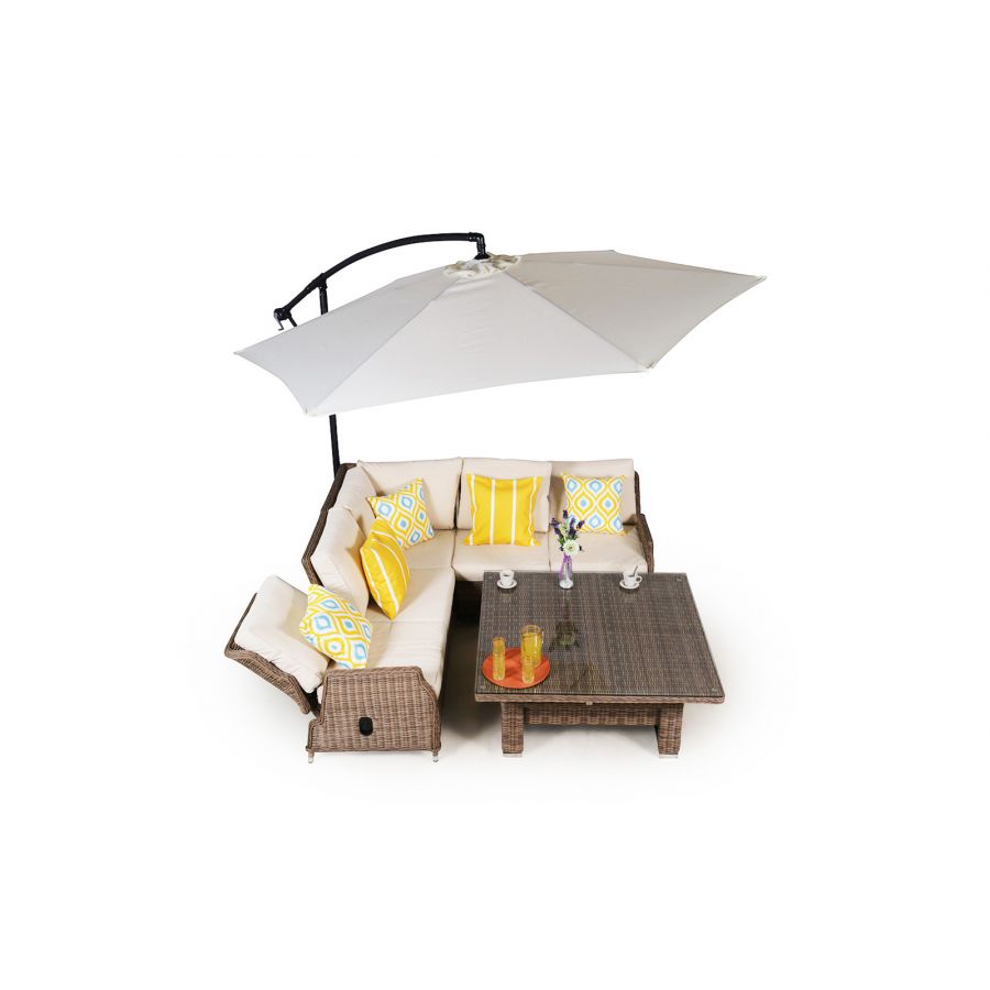 Dorset Modular Rattan Corner Sofa Dining Set - Brown