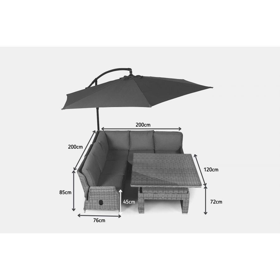 Dorset Modular Rattan Corner Sofa Dining Set - Grey