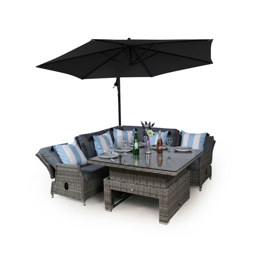 Dorset Modular Rattan Corner Sofa Dining Set - Grey