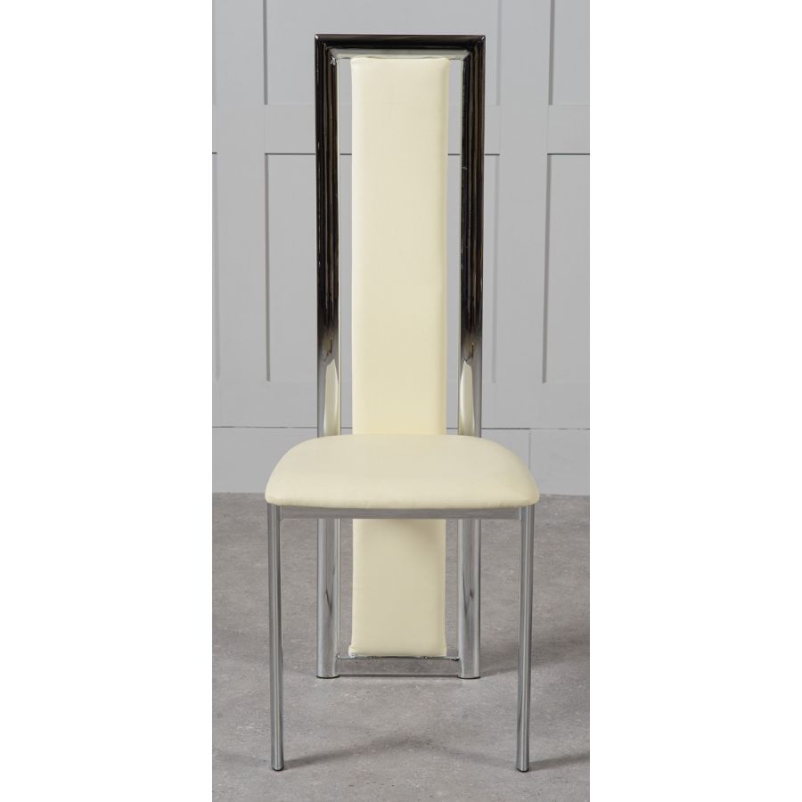 Elsa Ivory Leather Dining Chair High Back Oak Furniture King