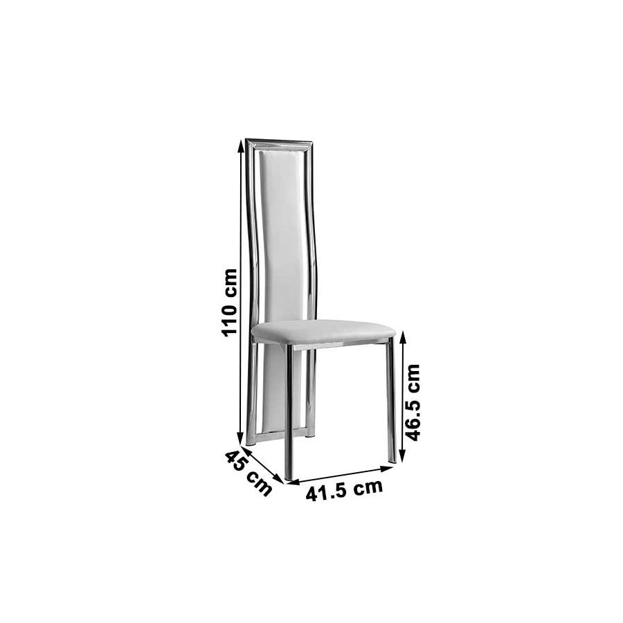 Enzo Black Extendable Glass Dining Table & 6 Elsa Ivory Leather Chairs