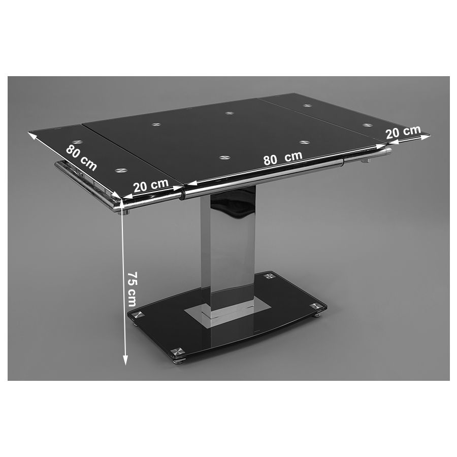 Enzo Black Extendable Glass Dining Table & 6 Alisa Black Leather Chairs