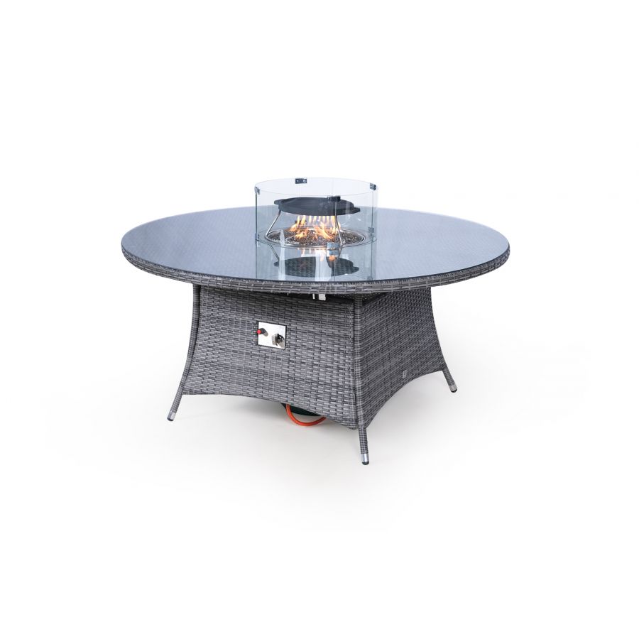 Arizona Fire Pit 8 Seater Round Rattan Dining Set - Grey