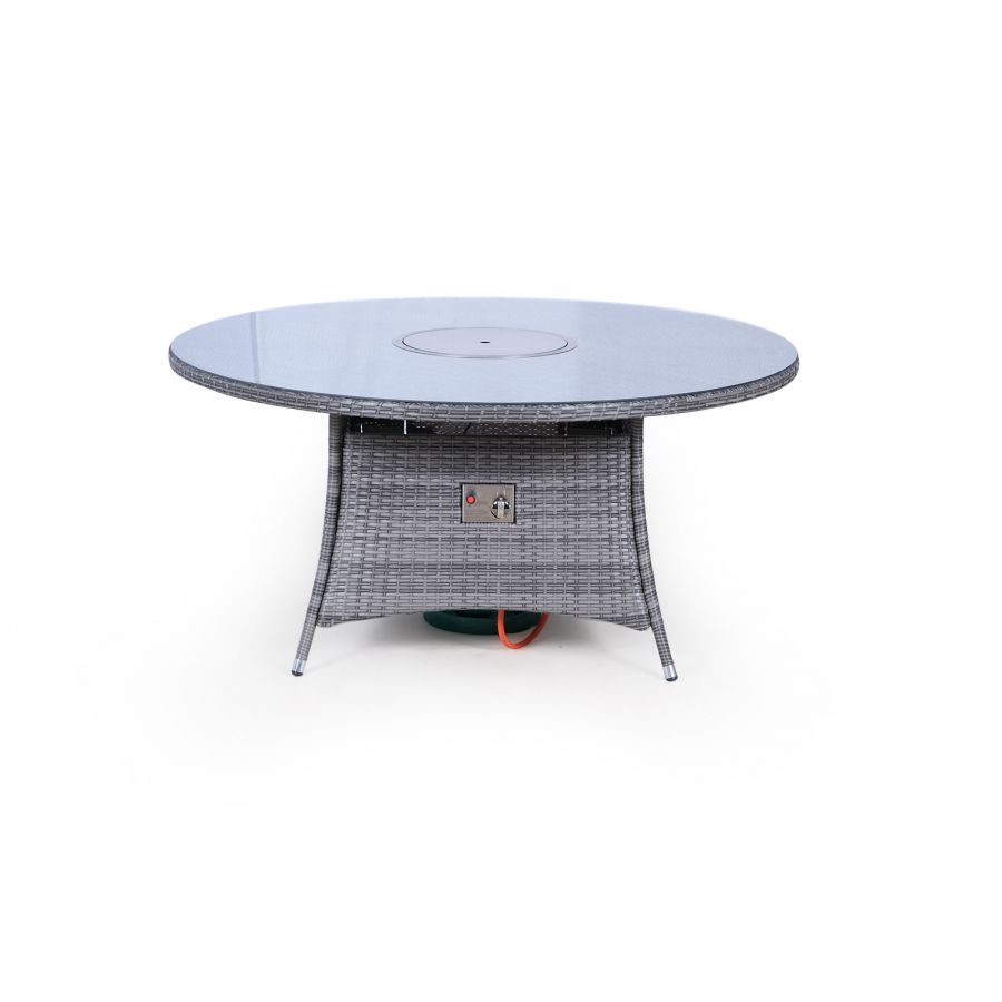 Arizona Fire Pit 8 Seater Round Rattan Dining Set - Grey