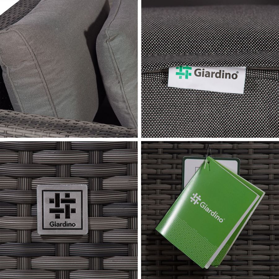 Havana - Modular 7 Seat Rattan Corner Sofa Dining Set With Padded Dining Chairs & Coffee Table - Grey