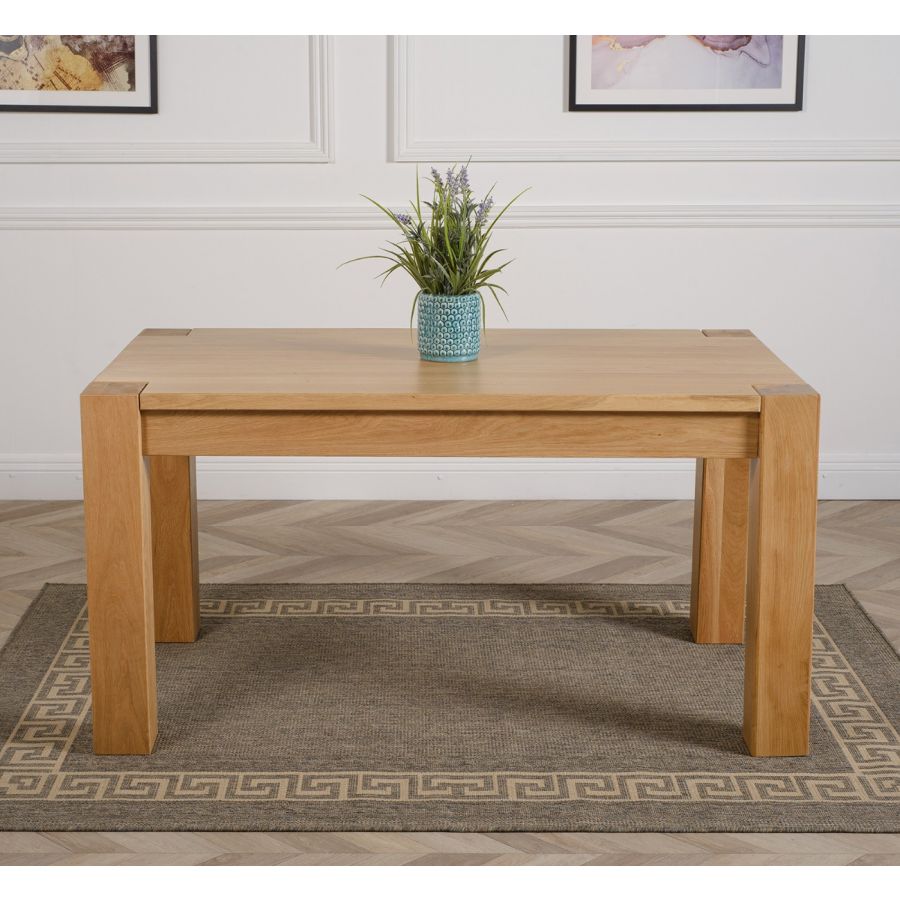 Kuba Medium Oak Dining Table with 6 Harvard Oak Chairs Oak Furniture King