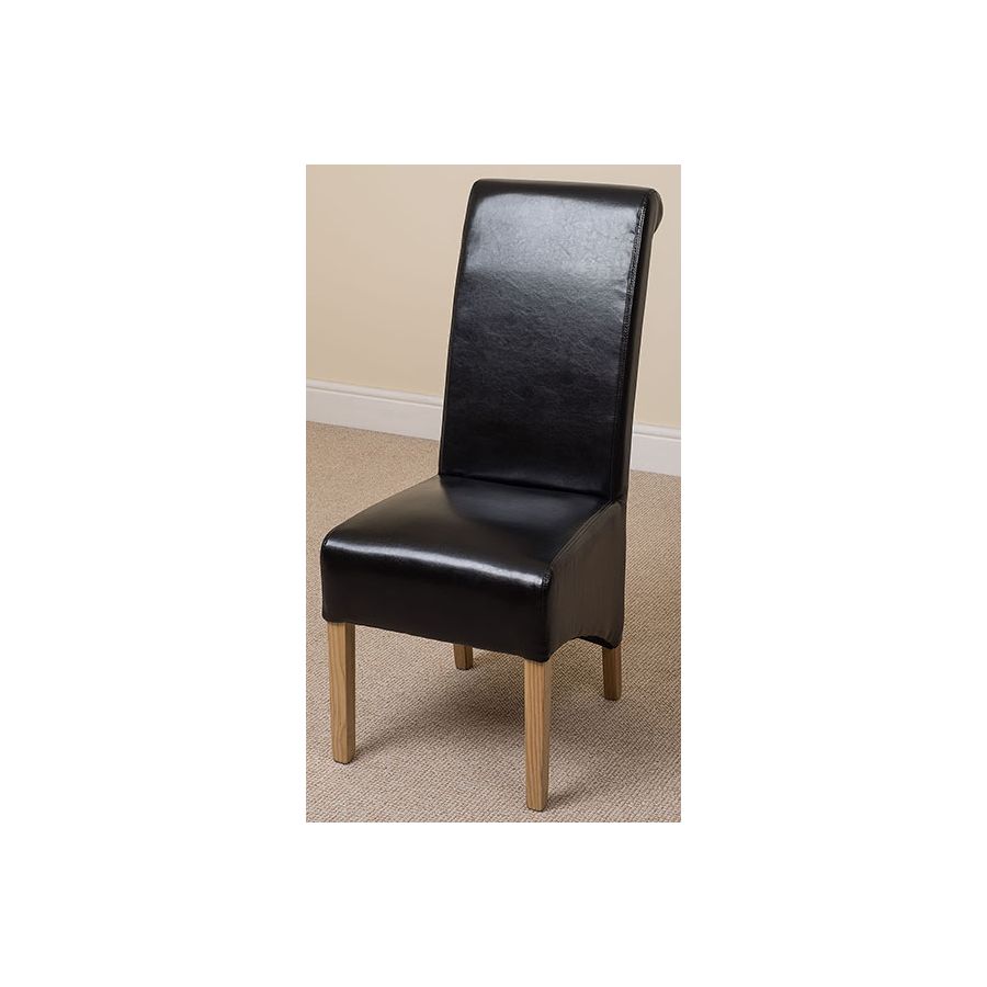 Seattle Oak Extending Dining Table and 4 Montana Black Leather Dining Chairs