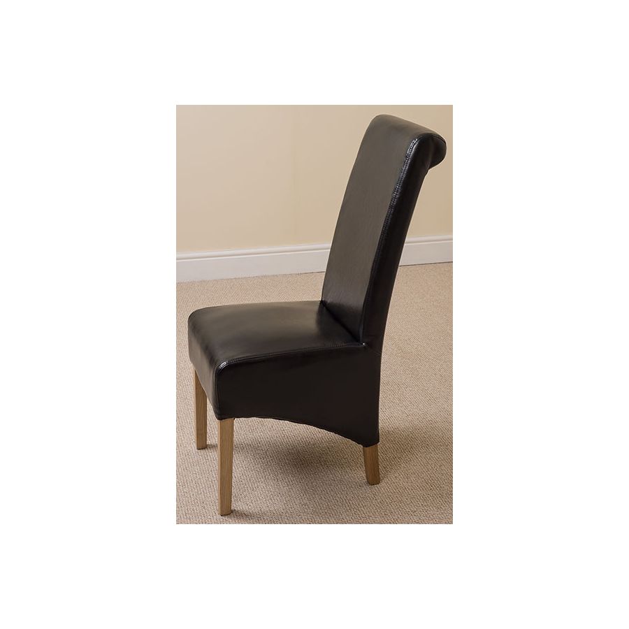 Seattle Oak Extending Dining Table and 6 Montana Black Leather Dining Chairs