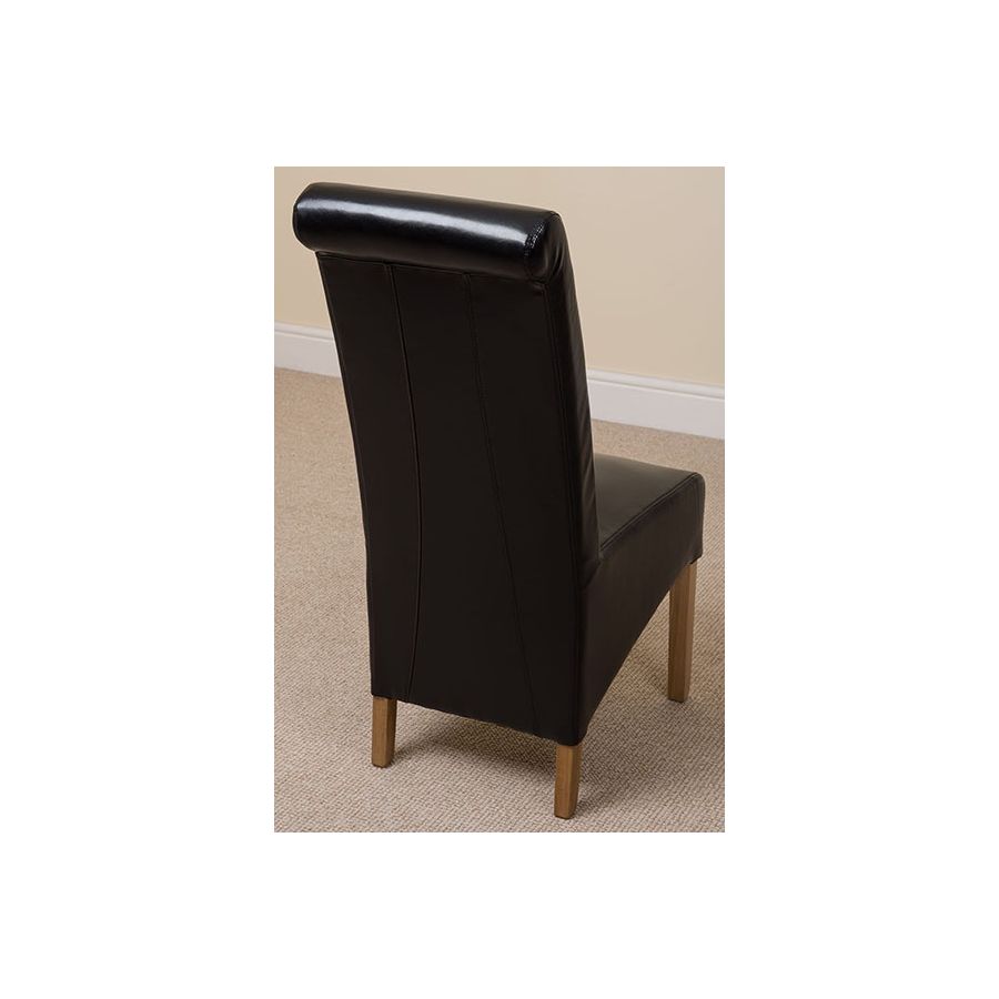 Seattle Oak Extending Dining Table and 4 Montana Black Leather Dining Chairs