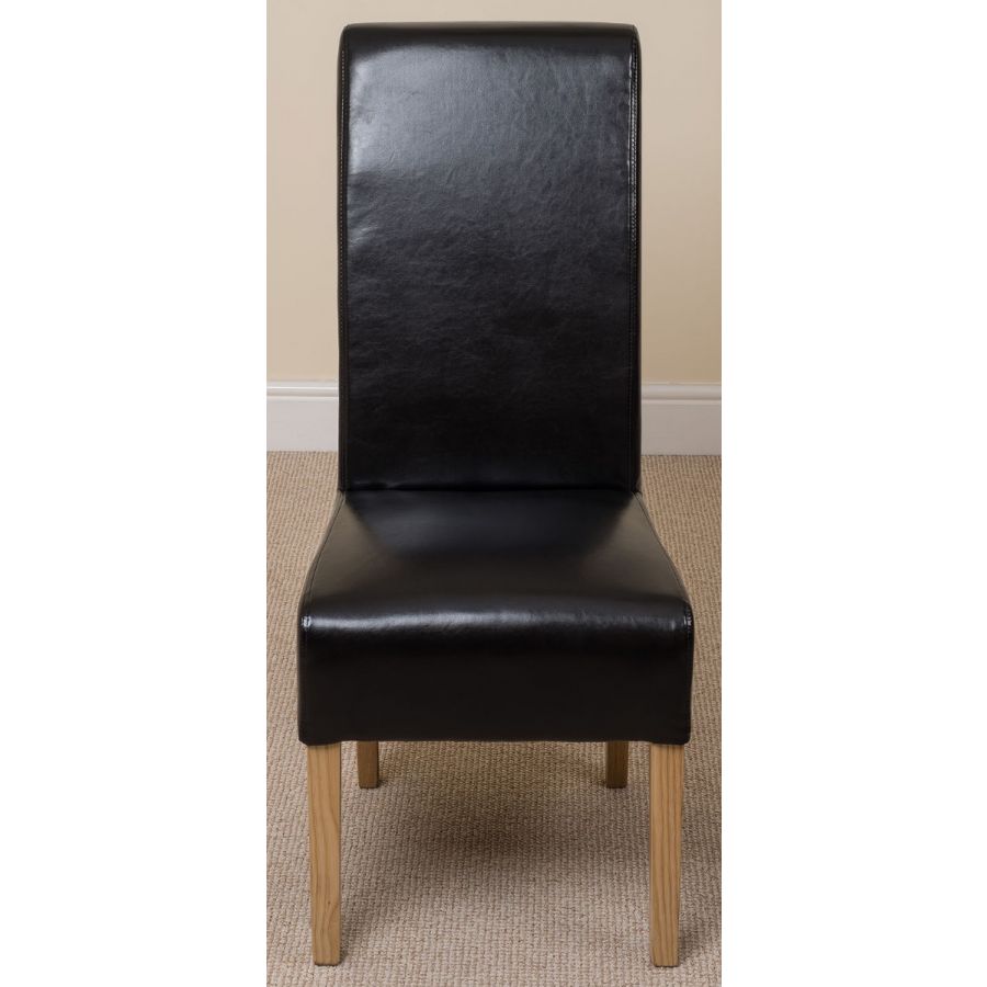 Dakota Small Oak Dining Table with 4 Montana Black Leather Chairs