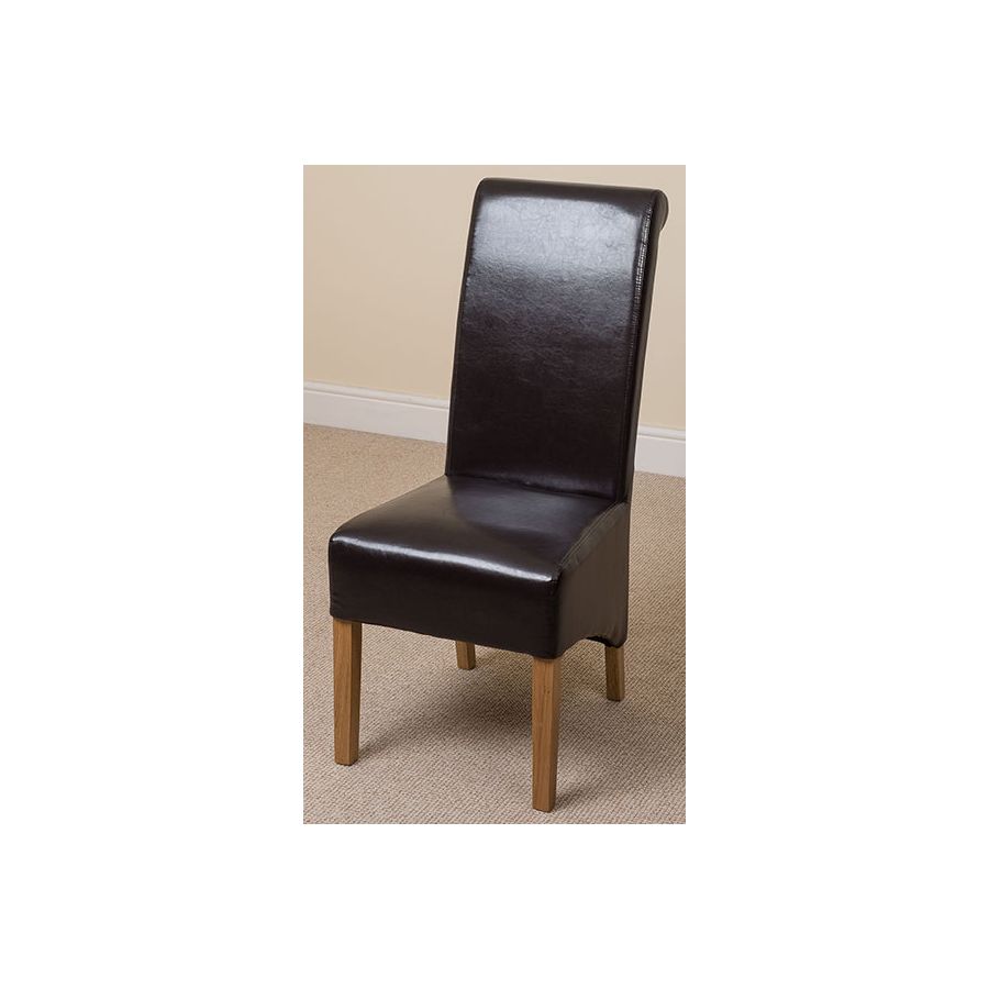 Seattle Oak Extending Dining Table and 4 Montana Brown Leather Dining Chairs