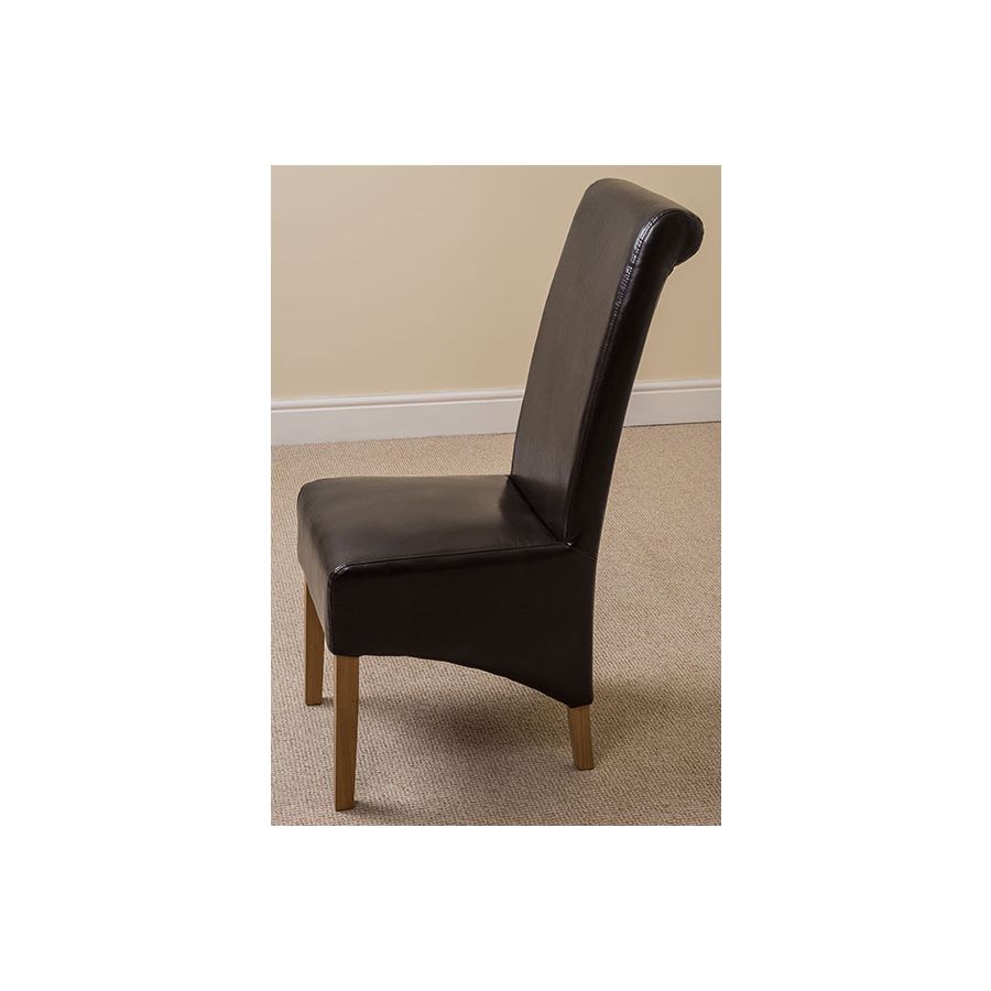 Seattle Oak Extending Dining Table and 4 Montana Brown Leather Dining Chairs