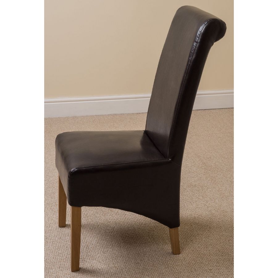 Dakota Small Oak Dining Table with 6 Montana Brown Leather Chairs