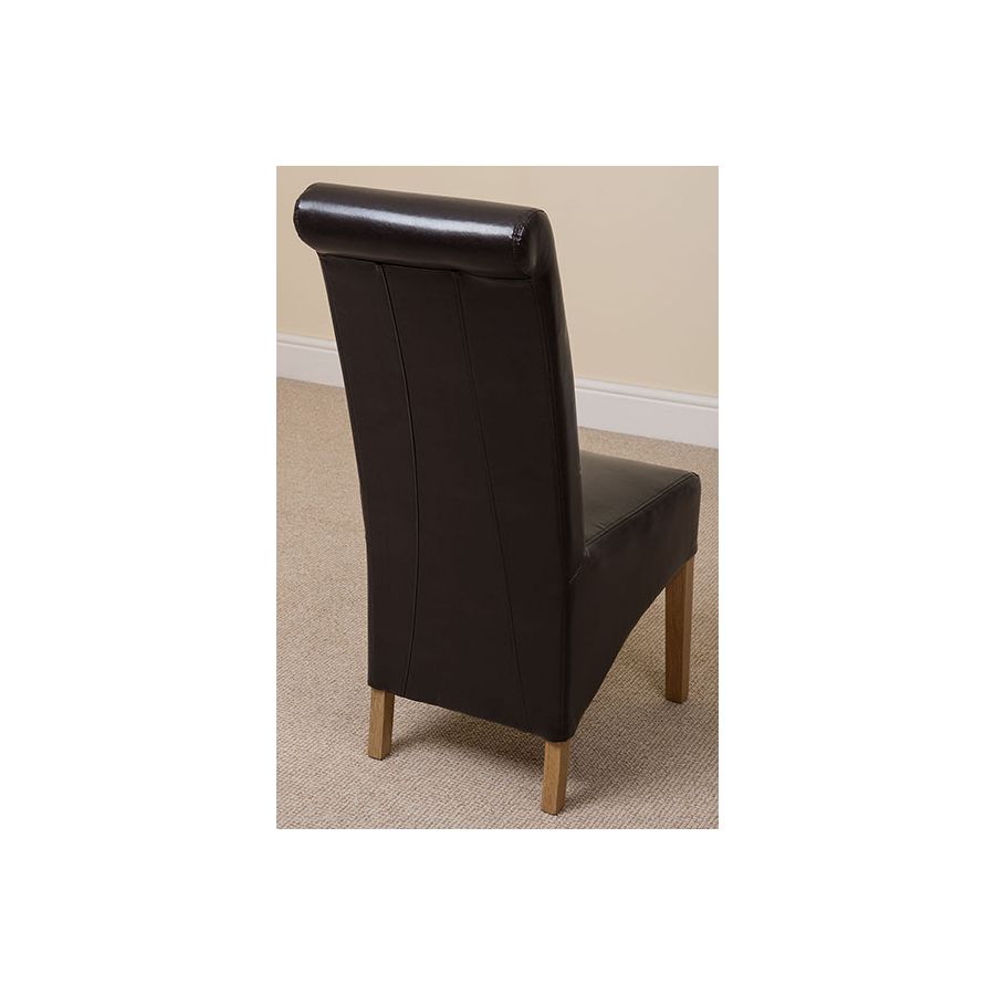 Seattle Oak Extending Dining Table and 4 Montana Brown Leather Dining Chairs