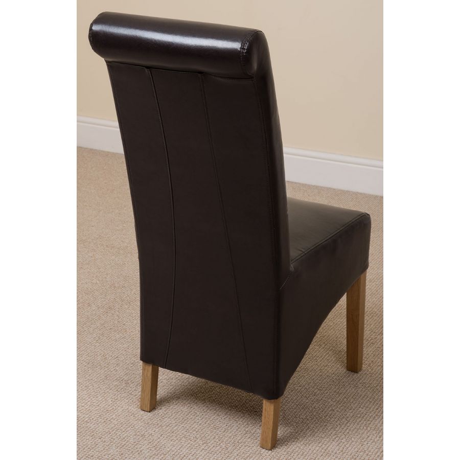 Dakota Small Oak Dining Table with 4 Montana Brown Leather Chairs