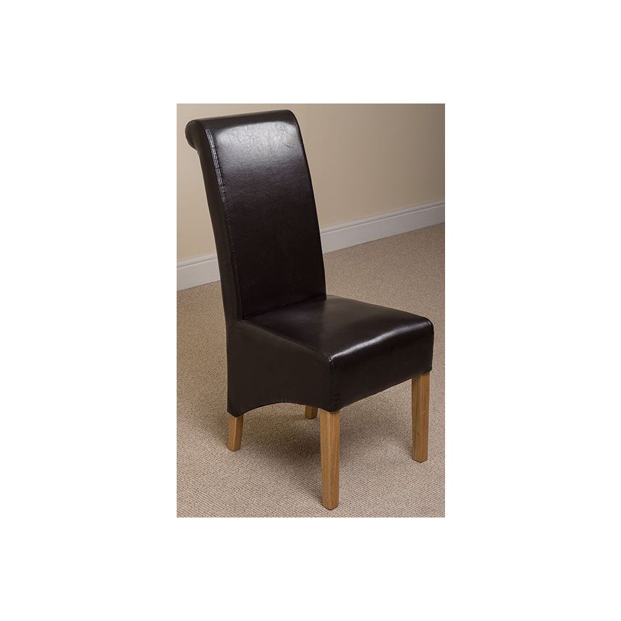 Edmonton Round Extendable Oak Dining Set with 4 Montana Brown Leather Chairs