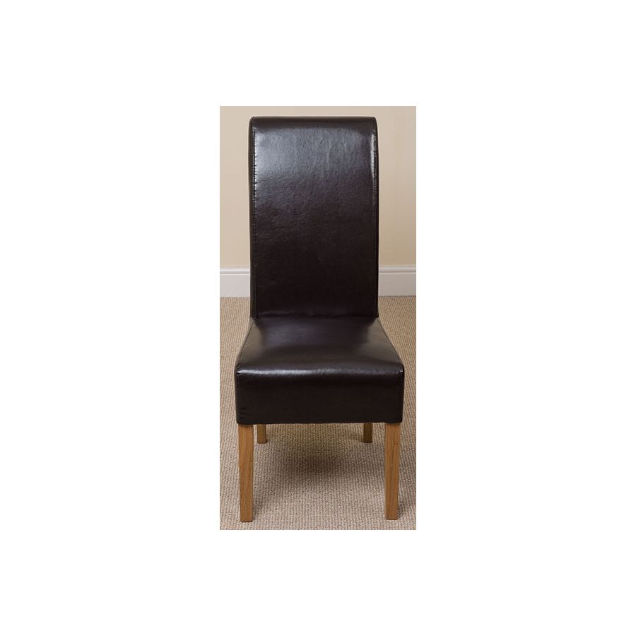 Seattle Oak Extending Dining Table and 4 Montana Brown Leather Dining Chairs