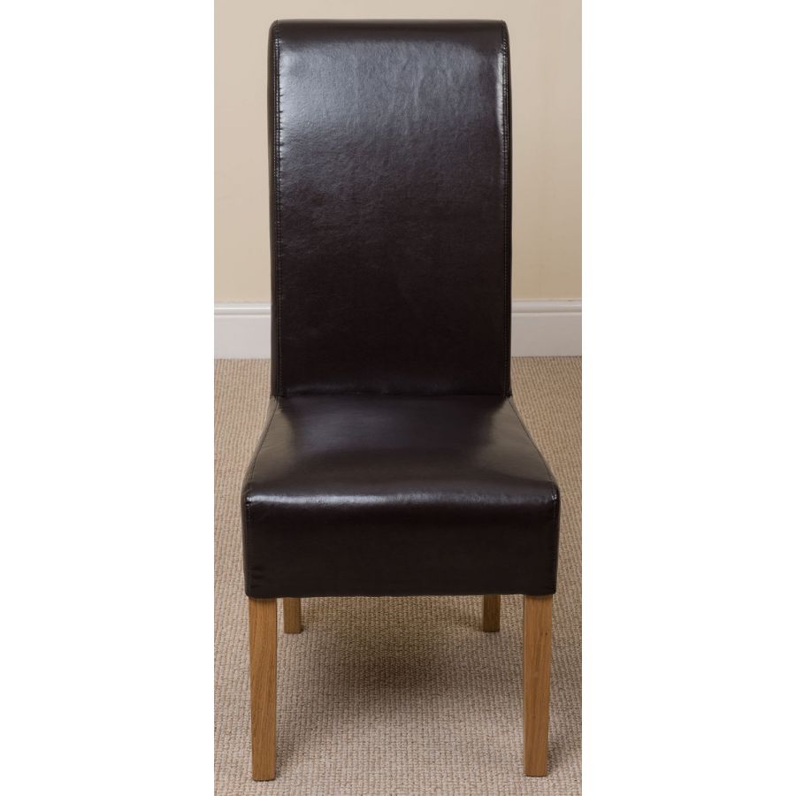 Dakota Small Oak Dining Table with 6 Montana Brown Leather Chairs