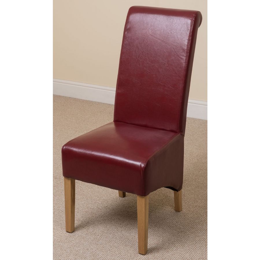 Dakota Extra Large Oak Dining Table with 10 Montana Burgundy Leather Chairs
