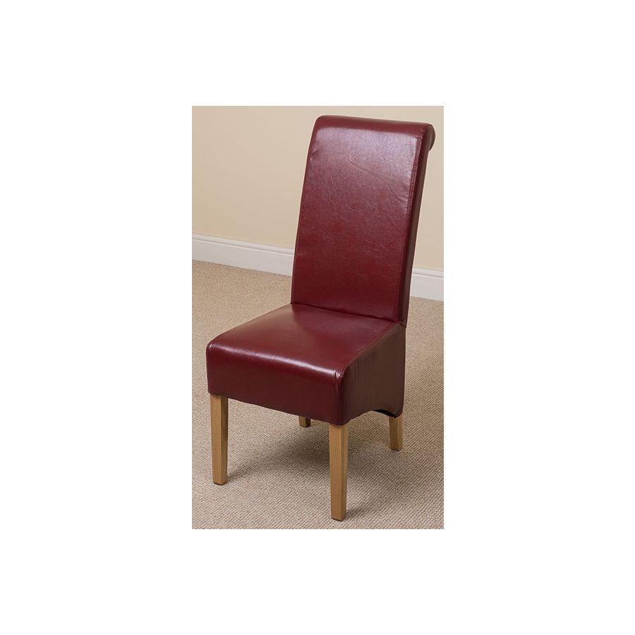 Hampton Small Oak Extending Dining Table with 4 Montana Burgundy Leather Chairs