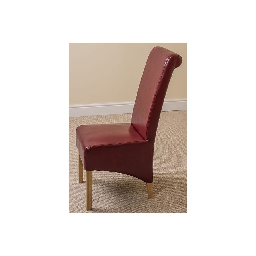 Hampton Small Oak Extending Dining Table with 4 Montana Burgundy Leather Chairs