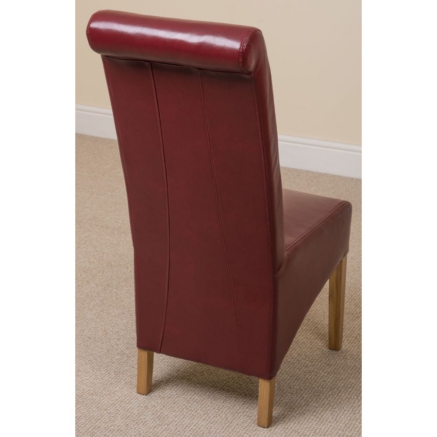 Dakota Small Oak Dining Table with 4 Montana Burgundy Leather Chairs