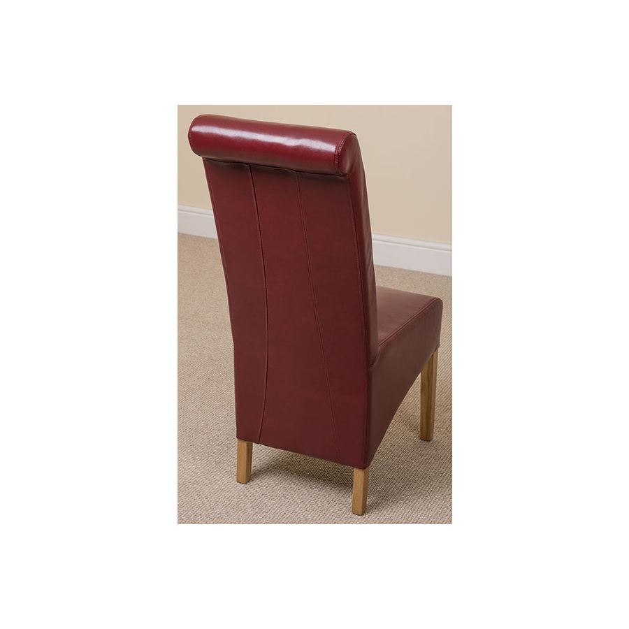 Hampton Small Oak Extending Dining Table with 4 Montana Burgundy Leather Chairs