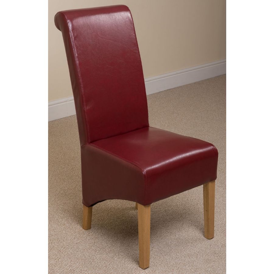 Dakota Small Oak Dining Table with 4 Montana Burgundy Leather Chairs