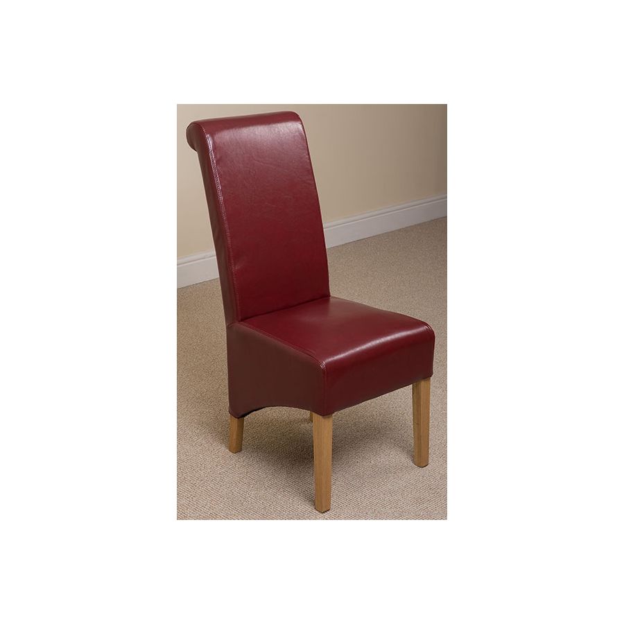 Hampton Small Oak Extending Dining Table with 4 Montana Burgundy Leather Chairs