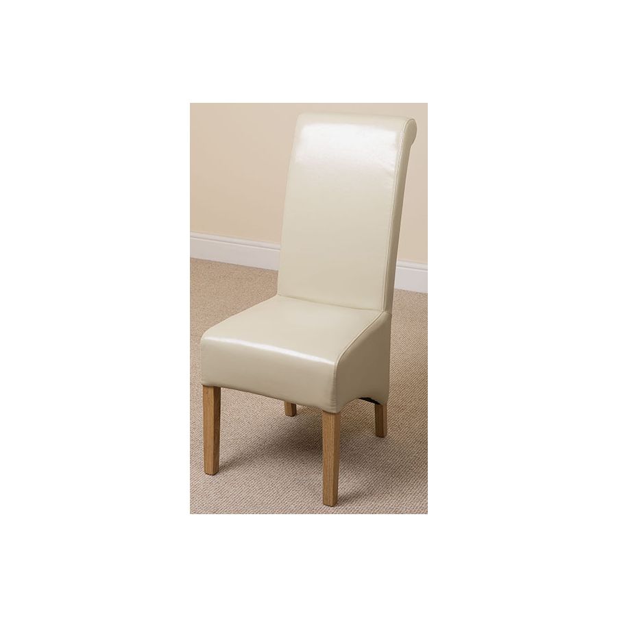 Seattle Oak Extending Dining Table and 4 Montana Ivory Leather Dining Chairs