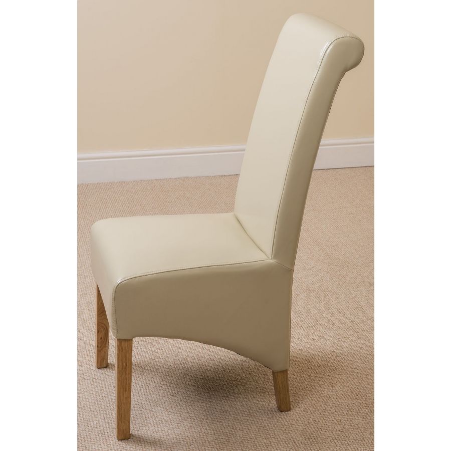 Dakota Small Oak Dining Table with 6 Montana Ivory Leather Chairs