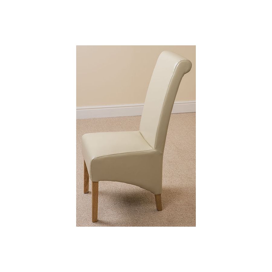 Seattle Oak Extending Dining Table and 4 Montana Ivory Leather Dining Chairs