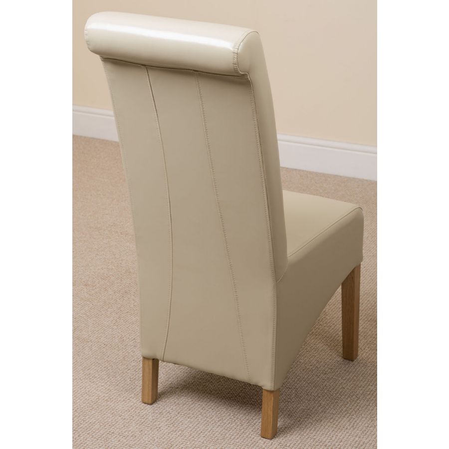 Dakota Small Oak Dining Table with 6 Montana Ivory Leather Chairs