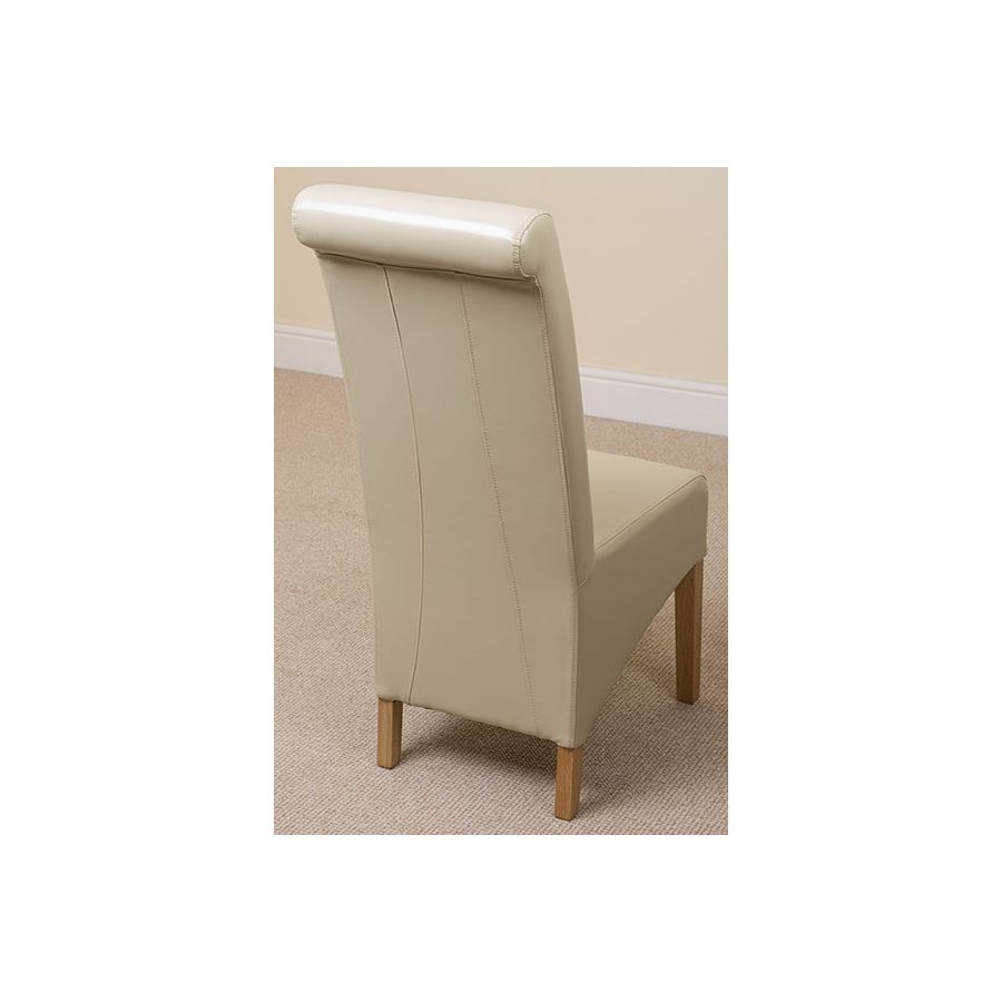 Seattle Oak Extending Dining Table and 4 Montana Ivory Leather Dining Chairs