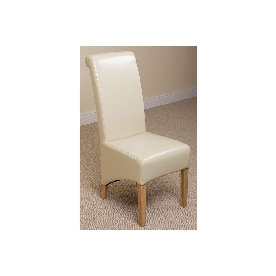 Seattle Oak Extending Dining Table and 4 Montana Ivory Leather Dining Chairs