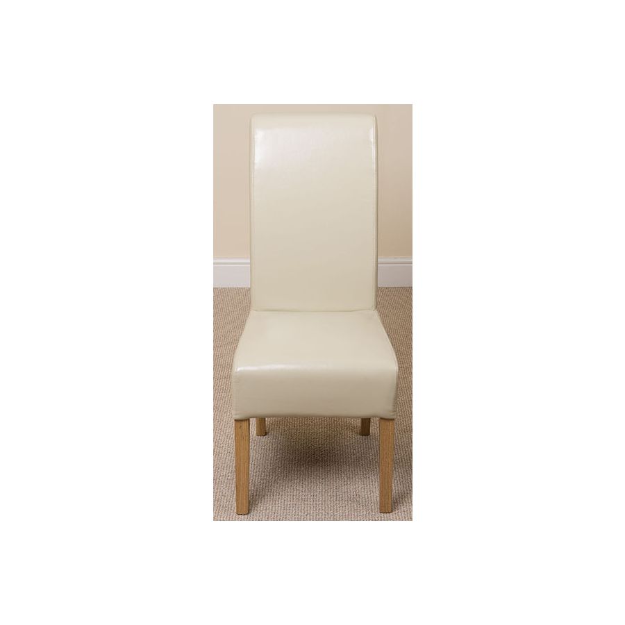 Seattle Oak Extending Dining Table and 4 Montana Ivory Leather Dining Chairs