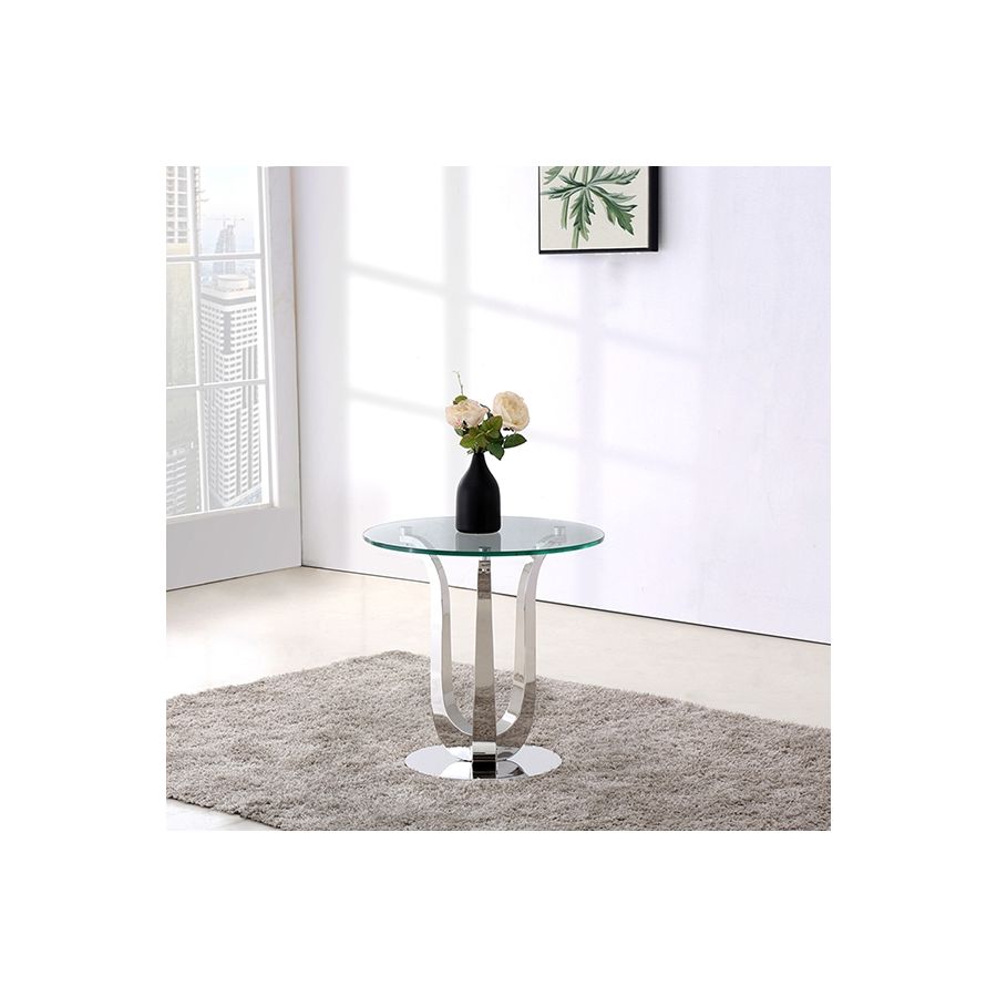 Naples Round Glass Lamp Table