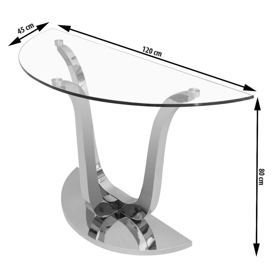 Naples Glass Semi Circle Console Table