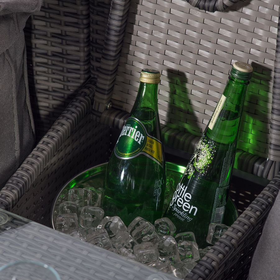 Santorini Modular 11 Seat Rattan Conversation Set With 3 Seater Sofa, Armrest Drinks Cooler & 2 Coffee Tables - Grey