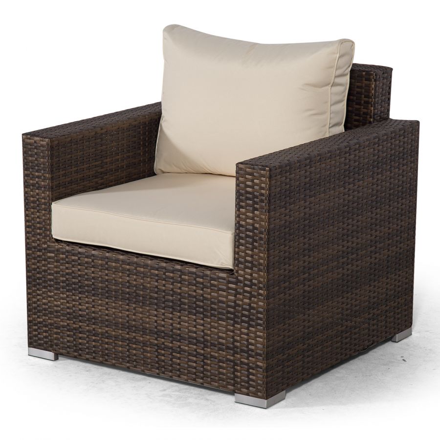 Sydney 5 Seater Sofa & Armchair Conversation Set With Coffee Table - Brown
