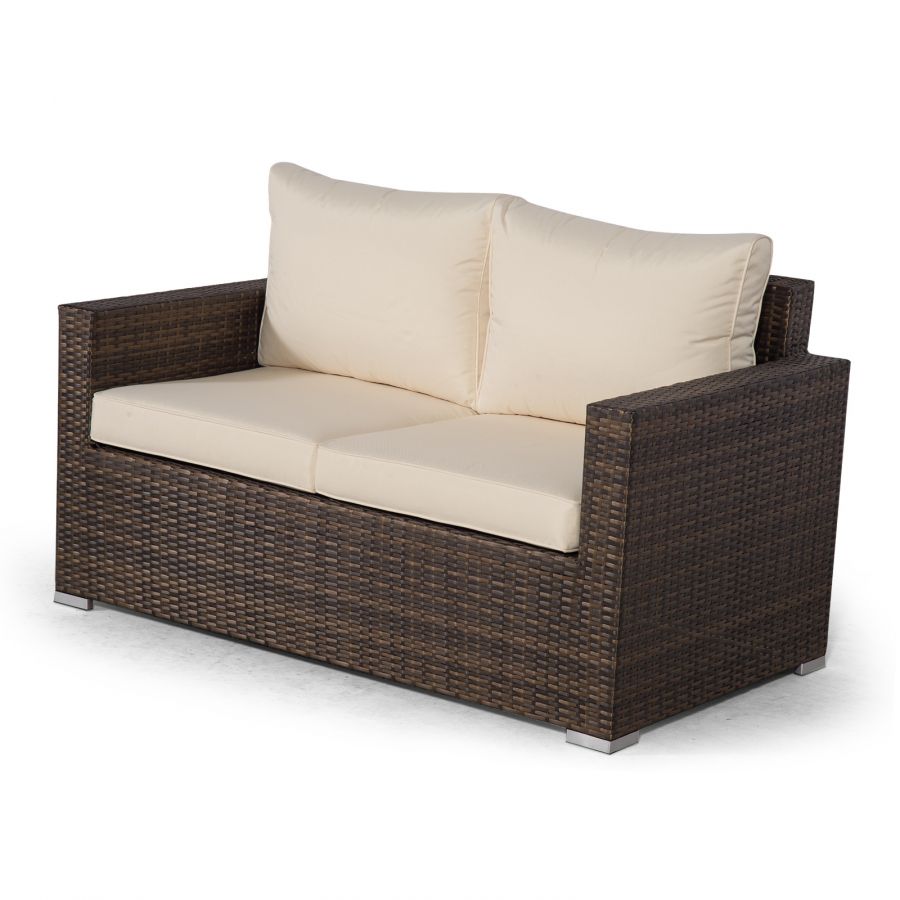 Sydney 8 Seater Loveseat Conversation Set With Coffee Table - Brown