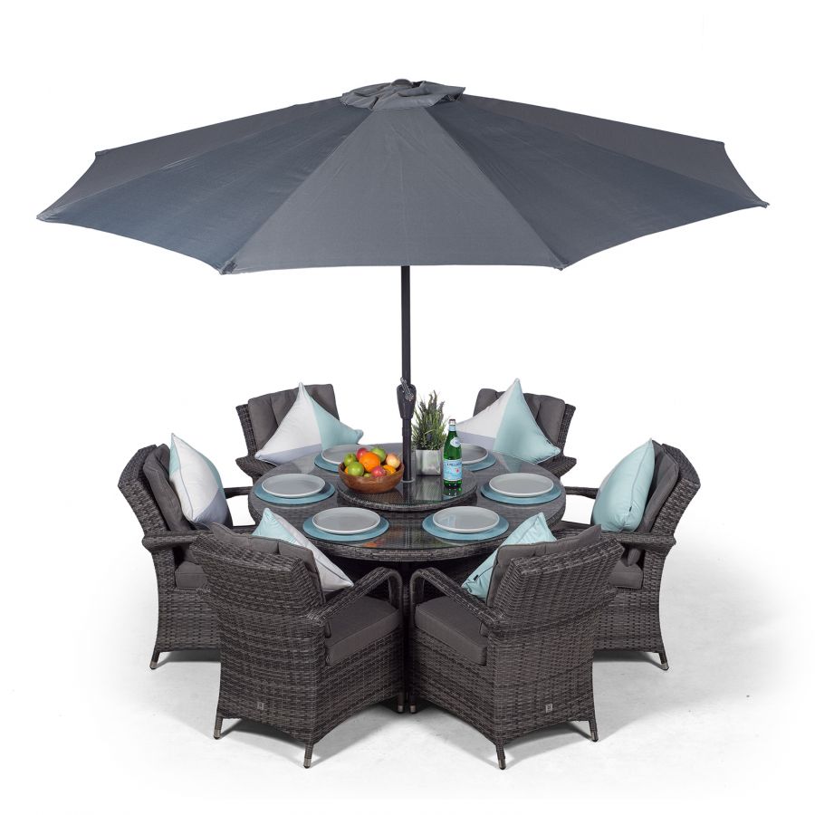 Arizona 135cm Round 6 Seater Rattan, 6 Seater Round Dining Table And Chairs Uk