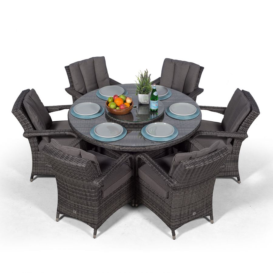 Arizona 135cm Round 6 Seater Rattan, 6 Seater Round Dining Table And Chairs Outdoor