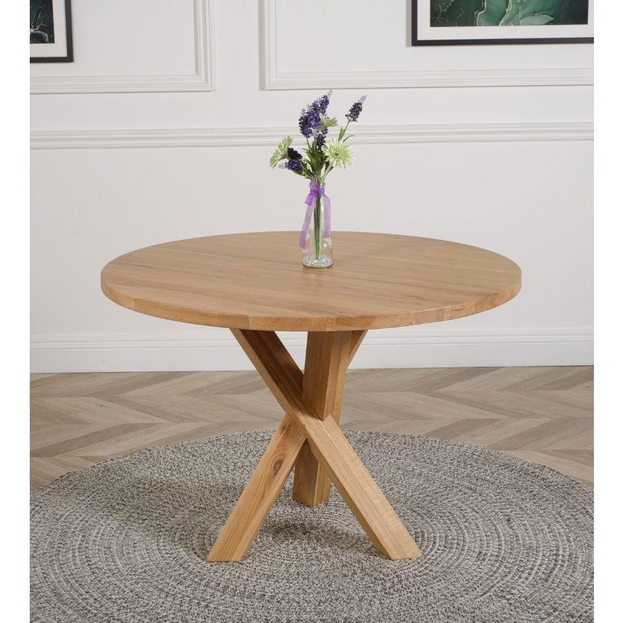 Oak round table and 4 chairs best sale
