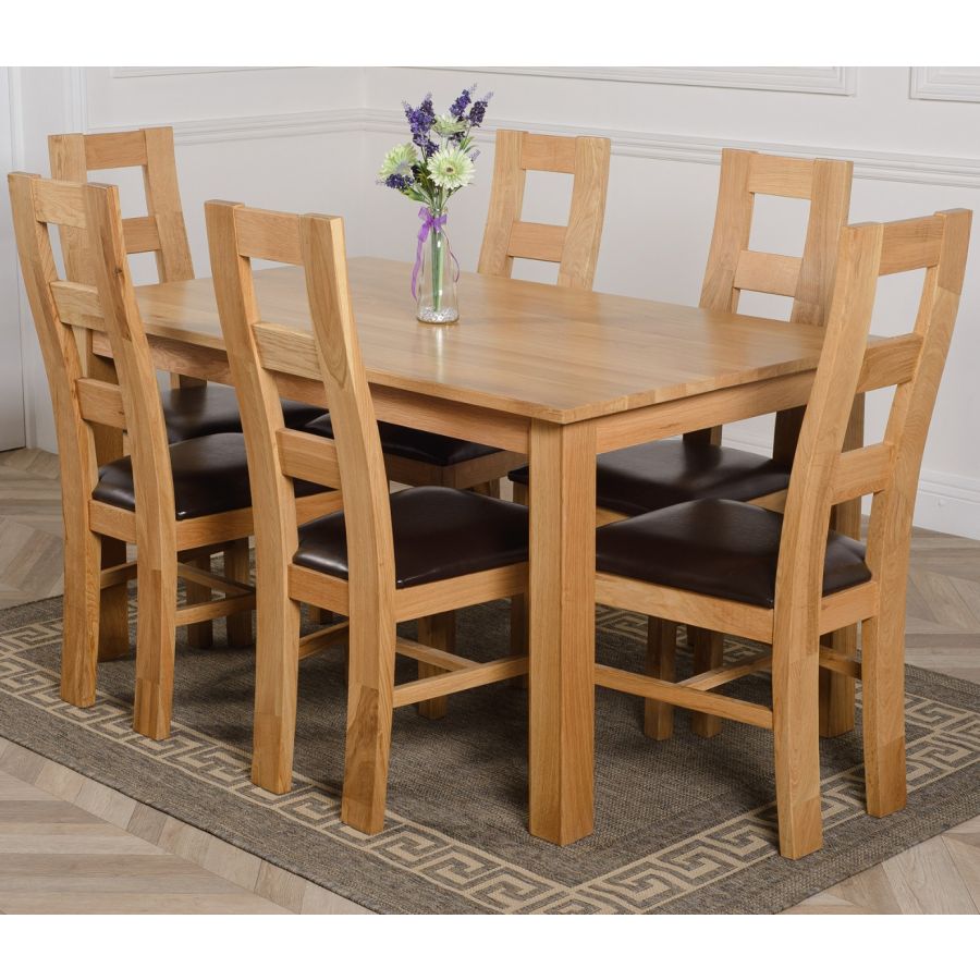 Oslo Medium Oak Dining Set with 6 Yale Oak Chairs Oak Furniture King