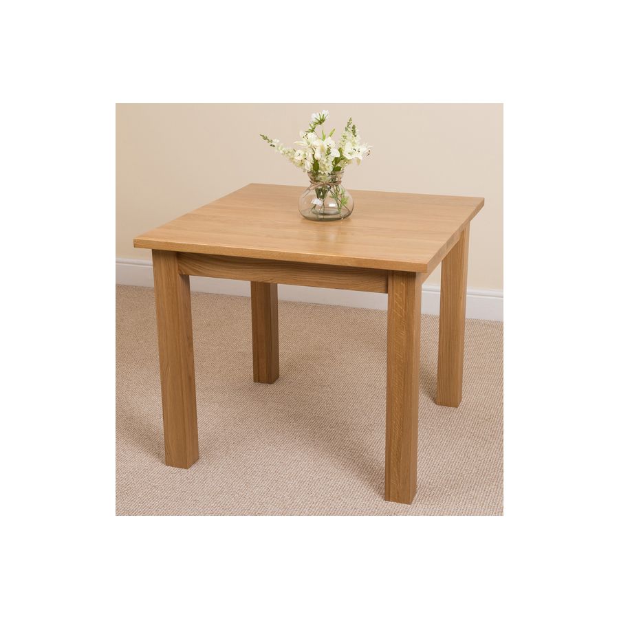 Oslo 90 x 90cm Small Square Oak Dining Set with 4 Washington Ivory Leather Chairs