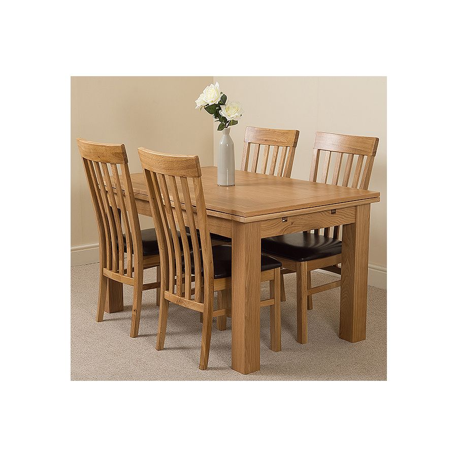 Richmond Oak Dining Set 140 220cm 4 Harvard Oak Chairs