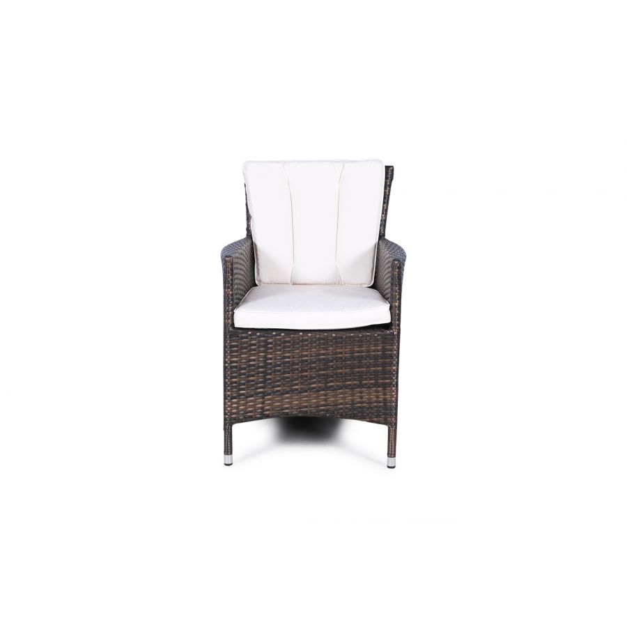 Savannah Fire Pit 4 Seater Square Rattan Dining Set - Brown